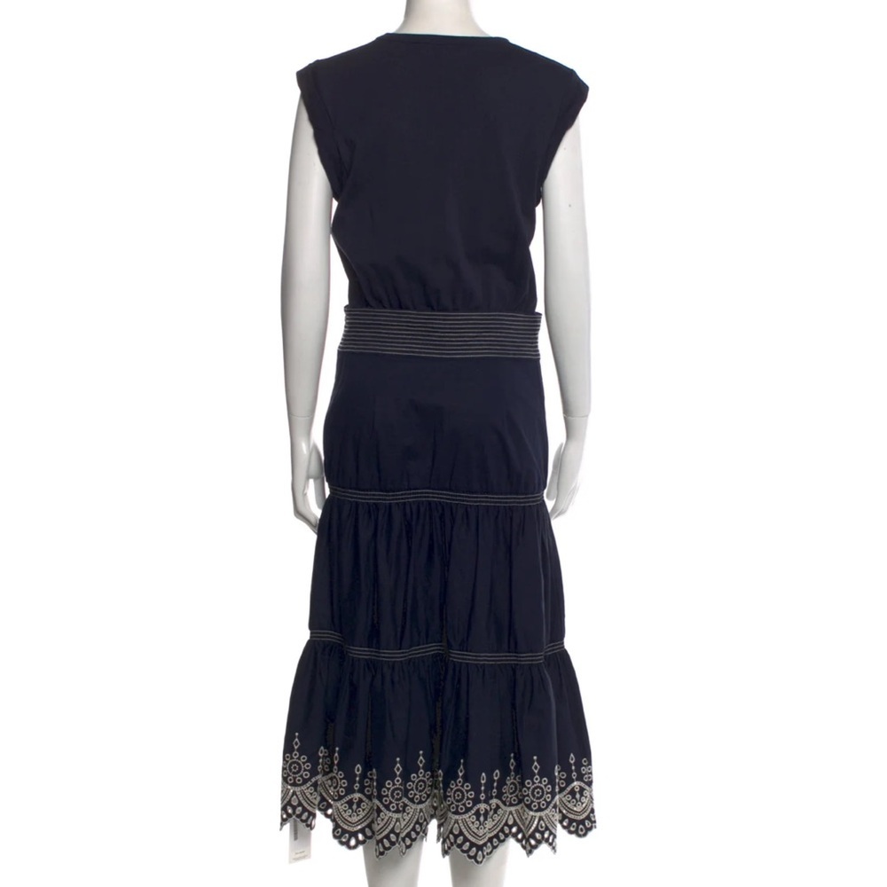 NWOT VERONICA BEARD Amaia Navy Midi Eyelet Short Sleeve Embroidered Dress Size S - Picture 11 of 11